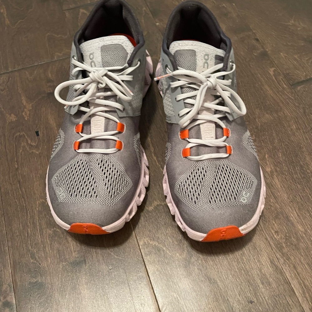 On Running Women's Athletic Shoes in Gray and Orange